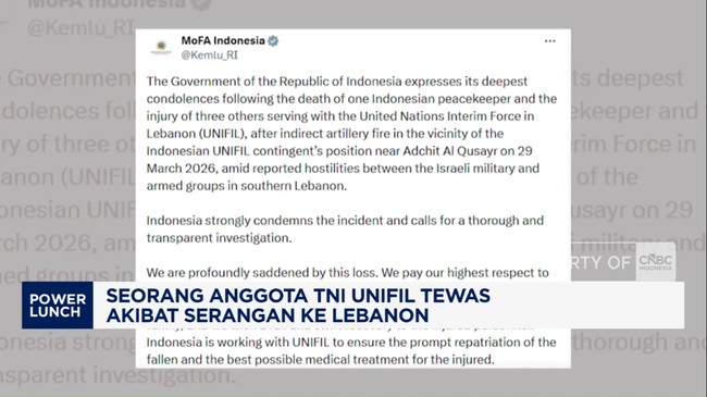 Video: Anggota TNI UNIFIL Tewas Akibat Serangan Israel di Lebanon