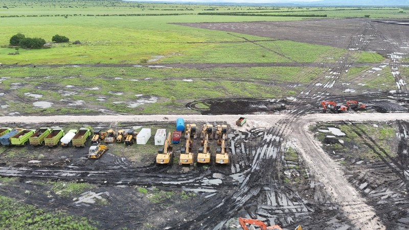 Pembangunan tambak udang terintegrasi KKP seluas 2.150 hektare di Sumba Timur, NTT terus berprogres, ditargetkan rampung dua tahun dengan investasi Rp7,2 triliun. (Dok. KKP)