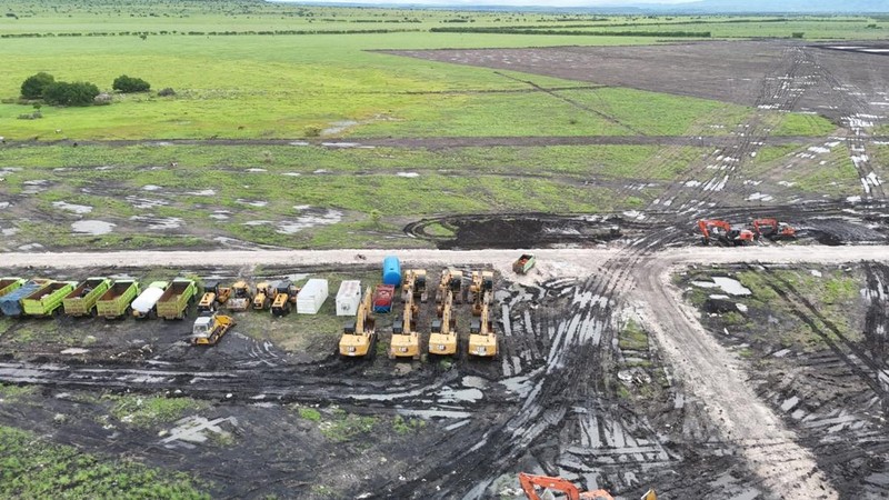 Pembangunan tambak udang terintegrasi KKP seluas 2.150 hektare di Sumba Timur, NTT terus berprogres, ditargetkan rampung dua tahun dengan investasi Rp7,2 triliun. (Dok. KKP)