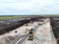 Pembangunan tambak udang terintegrasi KKP seluas 2.150 hektare di Sumba Timur, NTT terus berprogres, ditargetkan rampung dua tahun dengan investasi Rp7,2 triliun. (Dok. KKP)