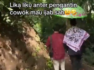 Viral! Pengantin Pria Terobos Hutan hingga Sawah Becek Demi Ijab Kabul