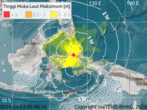 180 Gempa Susulan Terjadi Usai Gempa M 7,6 di Bitung Sulut