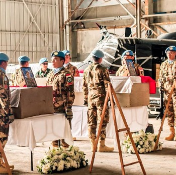 Potret Upacara Pelepasan Jenazah Prajurit TNI oleh UNIFIL di Lebanon