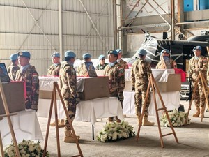 UNIFIL Gelar Upacara Penghormatan untuk 3 Prajurit TNI Gugur di Lebanon
