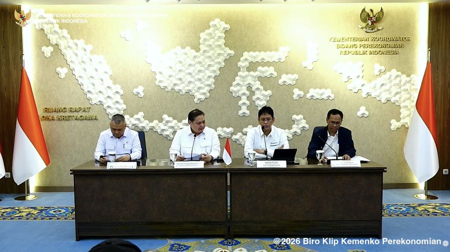 Konferensi Pers terkait Kebijakan Transportasi dan BBM di Jakarta, Senin (6/4/2026). (Tangkapan Layar Youtube/PerekonomianRI)