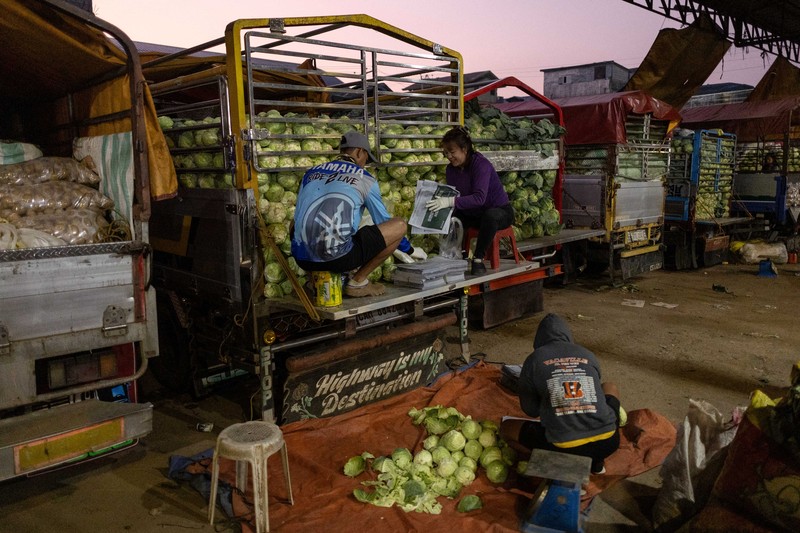 Para petani memanen kentang di sebuah pertanian di Atok, Benguet, Filipina, 31 Maret 2026. (REUTERS/Eloisa Lopez)
