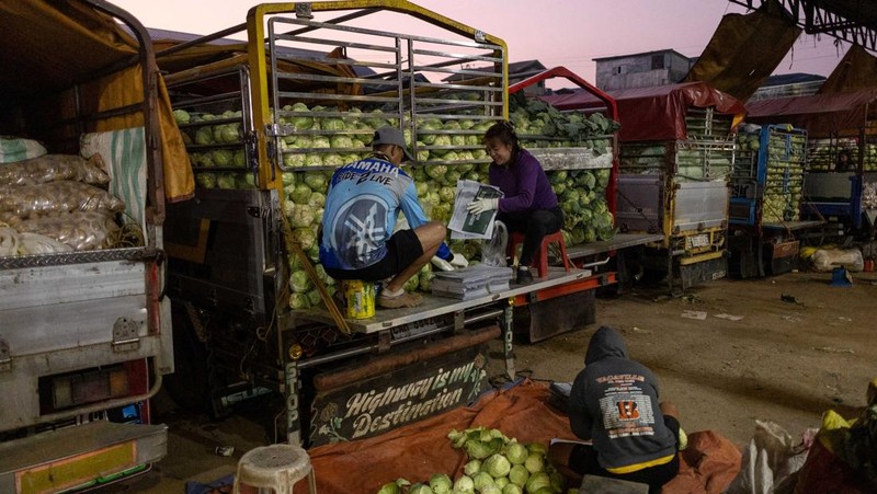 Para petani memanen kentang di sebuah pertanian di Atok, Benguet, Filipina, 31 Maret 2026. (REUTERS/Eloisa Lopez)