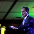 Menteri Lingkungan Hidup/Kepala Badan Badan Pengendalian Lingkungan Hidup, Hanif Faisol Nurofiq menyampaikan arahan dalam acara Anugrerah Lingkungan Proper di Sasono Langen Budoyo, TMII, Jakarta, Selasa (7/4/2026). (CNBC Indonesia/Muhammad Sabki)