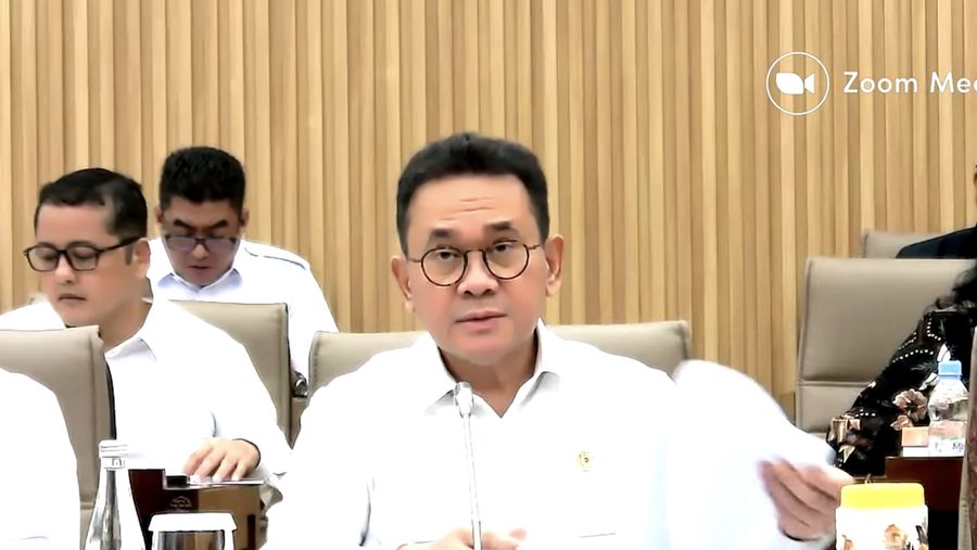 Menteri Perdagangan (Mendag) Budi Santoso saat mengikuti Rapat Dengar Pendapat (RDP) dengan Komisi VI DPR RI di Jakarta, Rabu (8/4/2026). (Tangkapan Layar Youtube/TVR Parlemen)