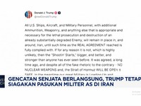 Video: AS-Iran Sepakat Gencatan Senjata, Trump Tetap Siagakan Militer