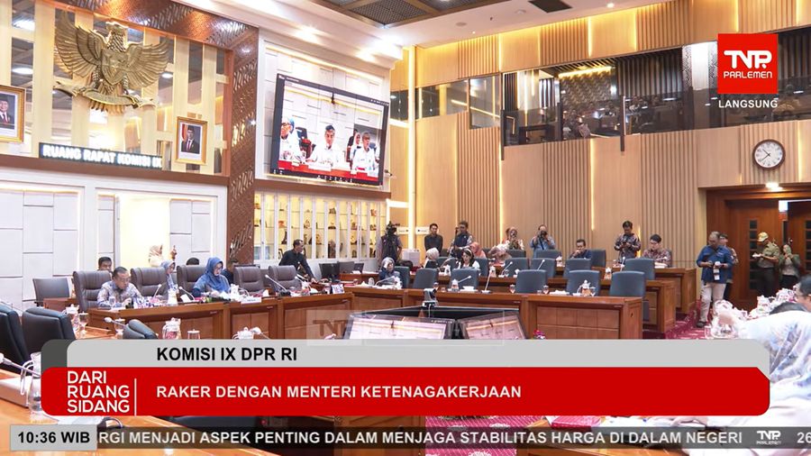 Menteri Ketenagakerjaan Yassierli saat Rapat Kerja dengan Komisi IX DPR RI, Kamis (9/4/2026). (YouTube/DPR RI)