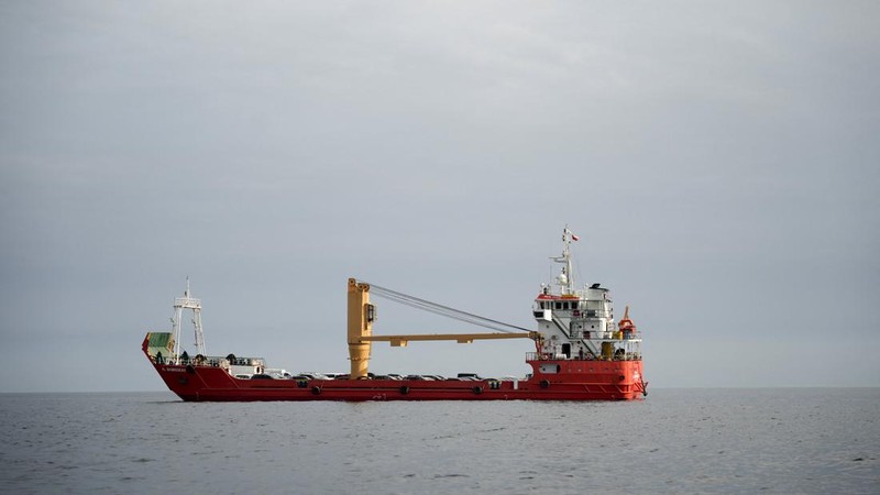 A vessel at the Strait of Hormuz, off the coast of Oman&rsquo;s Musandam province, April 12, 2026. REUTERS     TPX IMAGES OF THE DAY