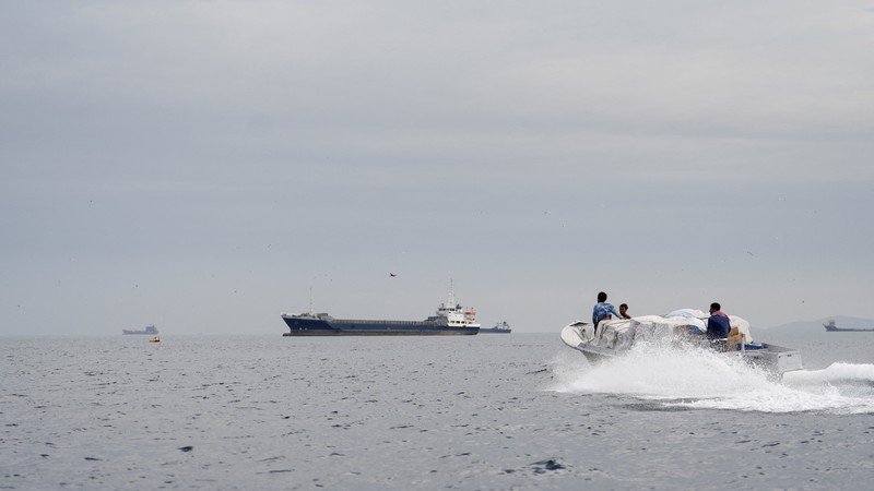 A vessel at the Strait of Hormuz, off the coast of Oman&rsquo;s Musandam province, April 12, 2026. REUTERS     TPX IMAGES OF THE DAY