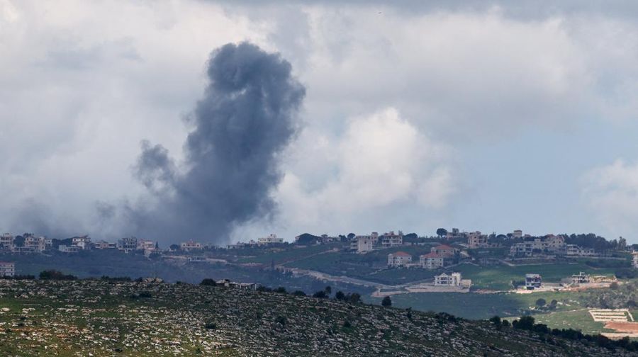 Smoke rises following an airstrike in Lebanon, as seen from Israeli side of the border, April 12, 2026. REUTERS/Amir Cohen