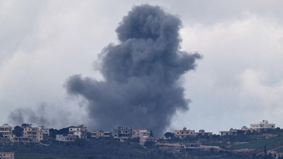 Smoke rises following an airstrike in Lebanon, as seen from Israeli side of the border, April 12, 2026. REUTERS/Amir Cohen