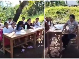 Siswa SDN Tando Belajar Bawah Pohon: Lapor Pemkab-Kemen PUPR Tak Digubris