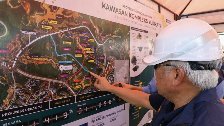 Kepala Otorita IKN Basuki Hadimuljono bersama jajaran terus menerus melakukan monitoring, pengawasan, dan peninjauan yang terperinci seperti pada Sabtu, 11 April 2026 di kawasan Legislatif dan Yudikatif. (Instagram/IKN_id)