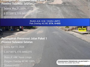 Progres Proyek MYP Pemprov Sulsel, Preservasi Jalan Hertasning Makassar 63,76%