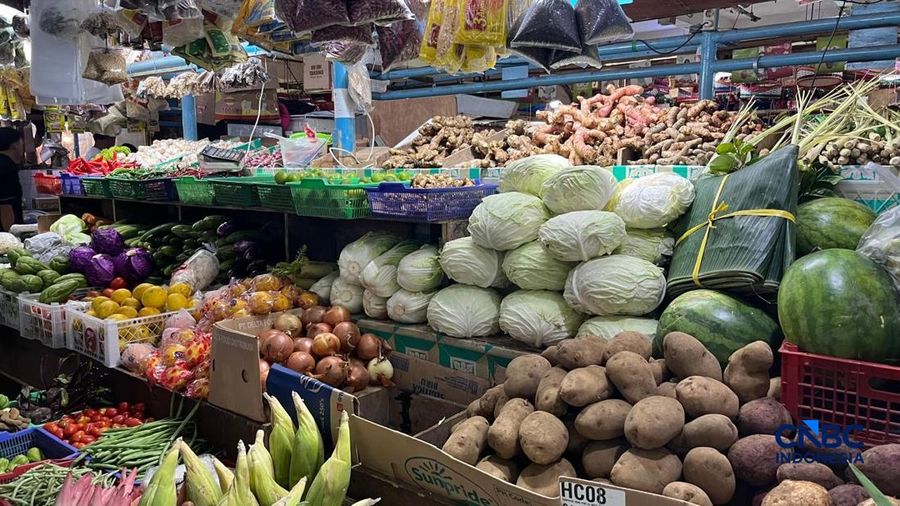 Los Sayur Mayur di Pasar Santa Jakarta Selatan, Selasa, 14/4. (CNBC Indonesia/Hadijah Alaydrus)