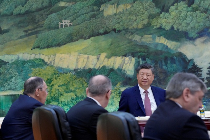 Russia&rsquo;s Foreign Minister Sergei Lavrov walks for a meeting with China&rsquo;s President Xi Jinping at the Great Hall of the People in Beijing, China April 15, 2026. Iori Sagisawa/Pool via REUTERS