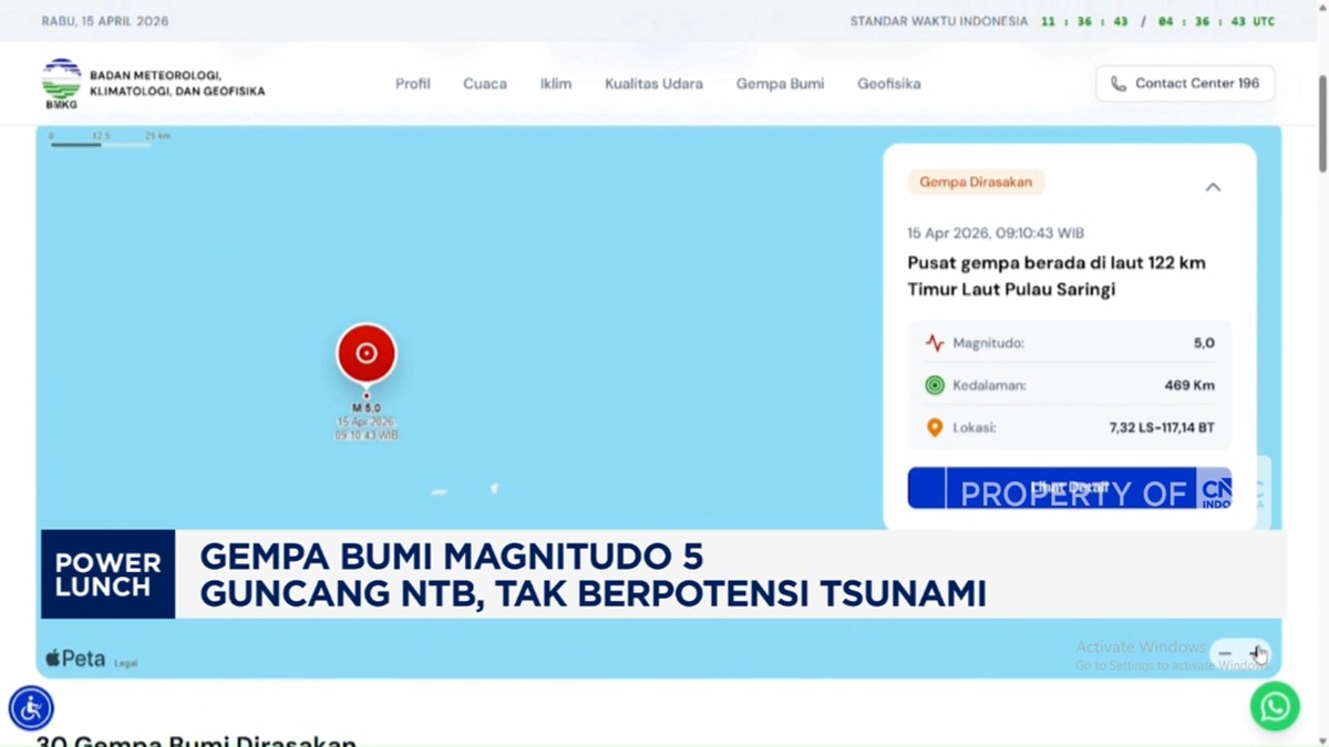 Video: Gempa Bumi Magnitudo 5 Guncang NTB, Tak Berpotensi Tsunami