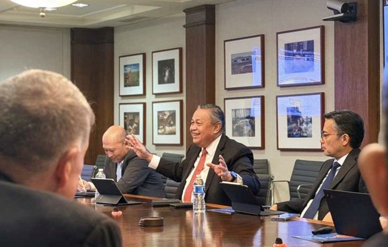 Gubernur Bank Indonesia, Perry Warjiyo, dalam rangkaian pertemuan lanjutan dengan investor global pada IMF Spring Meetings Selasa (14/4). (Dok BI)