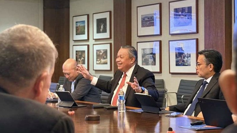 Gubernur Bank Indonesia, Perry Warjiyo, dalam rangkaian pertemuan lanjutan dengan investor global pada IMF Spring Meetings Selasa (14/4). (Dok BI)