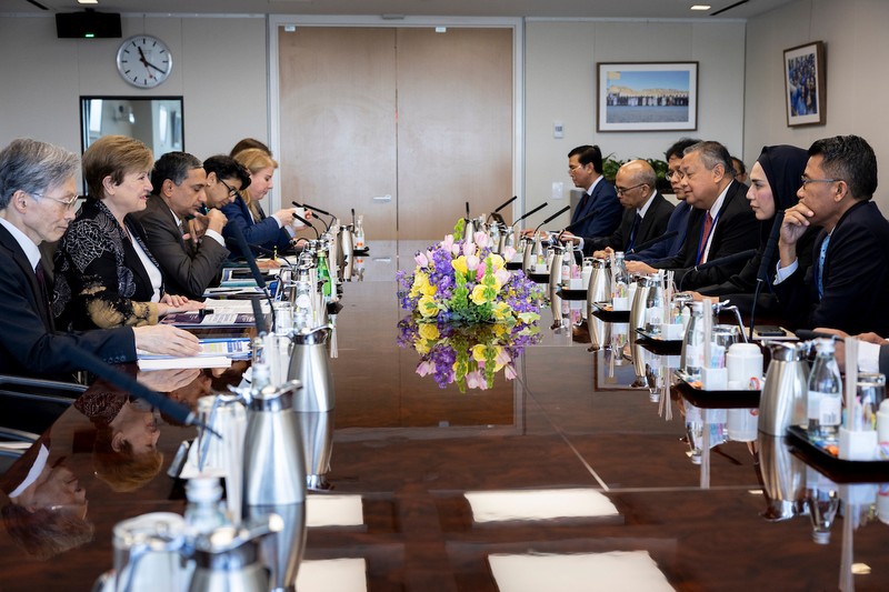 Gubernur Bank Indonesia, Perry Warjiyo, dalam rangkaian pertemuan lanjutan dengan investor global pada IMF Spring Meetings Selasa (14/4). (Dok BI)