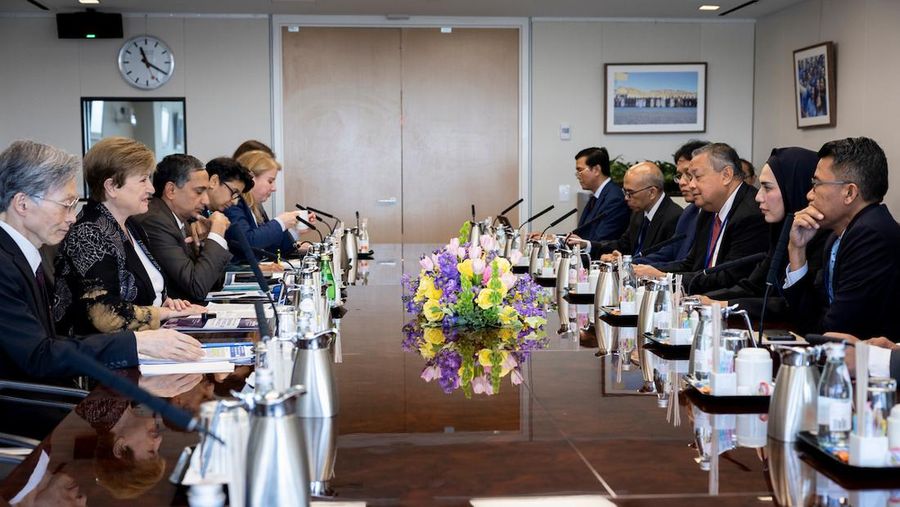 Gubernur Bank Indonesia, Perry Warjiyo, dalam rangkaian pertemuan lanjutan dengan investor global pada IMF Spring Meetings Selasa (14/4). (Dok BI)