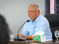 Kepala Otorita Ibu Kota Nusantara Basuki Hadimuljono menerima kunjungan Agus Martowardojo di Nusantara, Kalimantan Timur. (Instagram/basukihadimuljono)