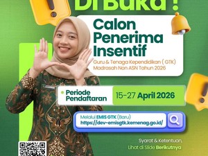 Kemenag Buka Pendaftaran Penerima Insentif bagi Guru-Tendik Madrasah Non-ASN, Cek!