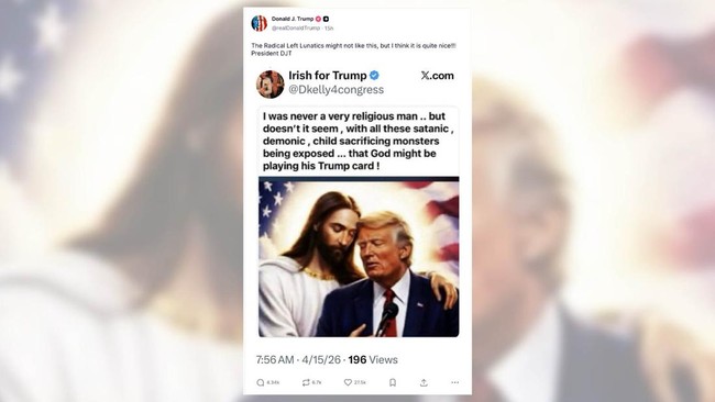 Heboh Trump Ribut dengan Paus Leo, Kini Pamer Gambar "Dipeluk Yesus"
