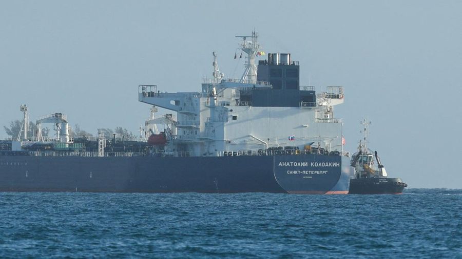 Russian-flagged oil tanker Anatoly Kolodkin carrying some 700,000 barrels of crude, marking the first significant oil delivery since the administration of U.S. President Donald Trump cut off Cuba's fuel supply, moors with assistance from a tugboat, a