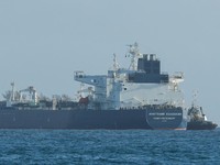 Russian-flagged oil tanker Anatoly Kolodkin carrying some 700,000 barrels of crude, marking the first significant oil delivery since the administration of U.S. President Donald Trump cut off Cuba's fuel supply, moors with assistance from a tugboat, a