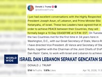 Video: Trump Umumkan Israel dan Lebanon Gencatan Senjata 10 Hari