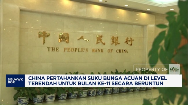 China Tahan Suku Bunga Acuan di Level Terendah 11 Bulan