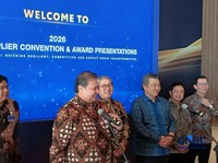 Menko Perekonomian Airlangga Hartarto di acara TMMIN di NICE PIK 2, Senin (20/4/2026). (CNBC Indonesia/Ferry Sandi)
