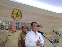 Menteri Pertanian (Mentan) Amran Sulaiman saat konferensi pers di Auditorium Kementan, Jakarta, Senin (20/4/2026). (CNBC Indonesia/Martyasari Rizky)