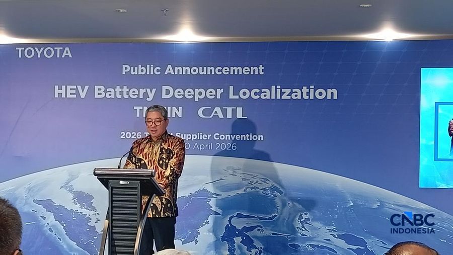 Presiden Direktur TMMIN, Nandi Julyanto dalam Public Announcement TMMIN di NICE PIK 2, Senin (20/4/2026). (CNBC Indonesia/Ferry Sandi)