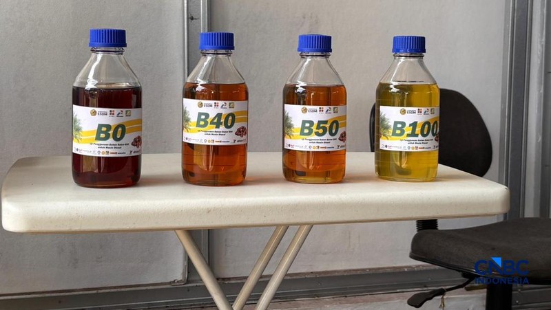 Sampel hasil B0, B40, B50, B100, di Lembang, Jawa Barat. Selasa (21/4/2026).