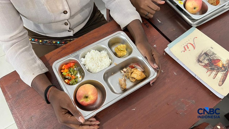 Wapres Gibran meninjau pembagian MBG di Kabupaten Mimika, Papua Tengah, Selasa (21/4/2026). (CNBC Indonesia/Halimatus Sa&rsquo;diyah)