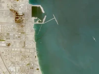 Tumpahan minyak di lepas pantai Kuwait, seperti terlihat dalam gambar dari tanggal 6 April 2026. (Dok. Sentinel-2/Badan Antariksa Eropa)