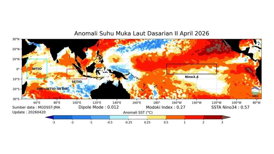 Analisis Dinamika Atmosfer Dasarian II April 2026 dirilis BMKG pada Kamis, (23/4/2026). (Dok. BMKG)