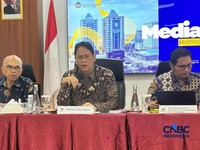 Menteri Keuangan (Menkeu), Purbaya Yudhi Sadewa saat dalam media Briefing di Jakarta, Jumat (24/4/2026). (CNBC Indonesia/Zahwa Madjid)
