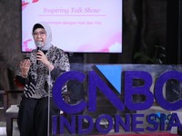 Direktur Human Capital PT Pegadaian Tribuana Tunggadewi, memberikan pemaparan dalam acara Top Women Fest 2026. Mengusung tema "A Celebration of Powerful Women: Strong Women, Strong Economy" di Area Relief Sarinah, Jakarta, Sabtu (25/4/2026). (CNBC In