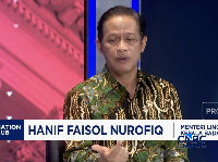 Menteri Lingkungan Hidup/ Kepala Badan Pengendalian Lingkungan Hidup RI, Hanif Faisol Nurofiq dalam acara Proper (Program Penilaian Peringkat Kinerja Perusahaan dalam Pengelolaan Lingkungan Hidup) di Jakarta, Jumat (24/4/2026). (CNBC Indonesia TV)