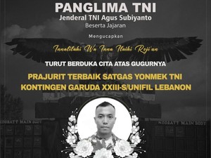 Prajurit TNI Kembali Gugur di Lebanon, Panglima Sampaikan Dukacita