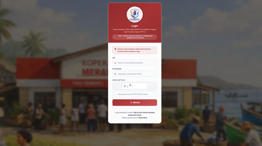 Sistem Seleksi Calon SDM KDKMP dan KNMP Program Hasil Terbaik Cepat (PHTC). (Tangkapan layar)