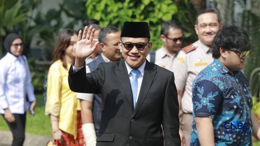 Abdul Kadir Karding tib di Istana Negara, Jakarta, Senin (27/4/2026). (CNBC Indonesia/Muhammad Sabki)