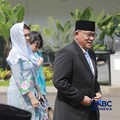 Foto: Jumhur Hidayat di Istana Negara, Jakarta, Senin (27/4/2026). (CNBC Indonesia/Muhammad Sabki)